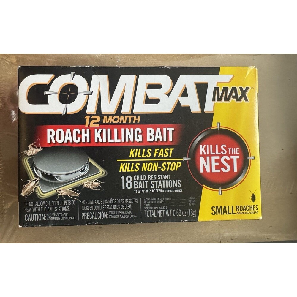 Combat Max 12 Month Roach Killing Bait, Small Roach Bait Station, (18)